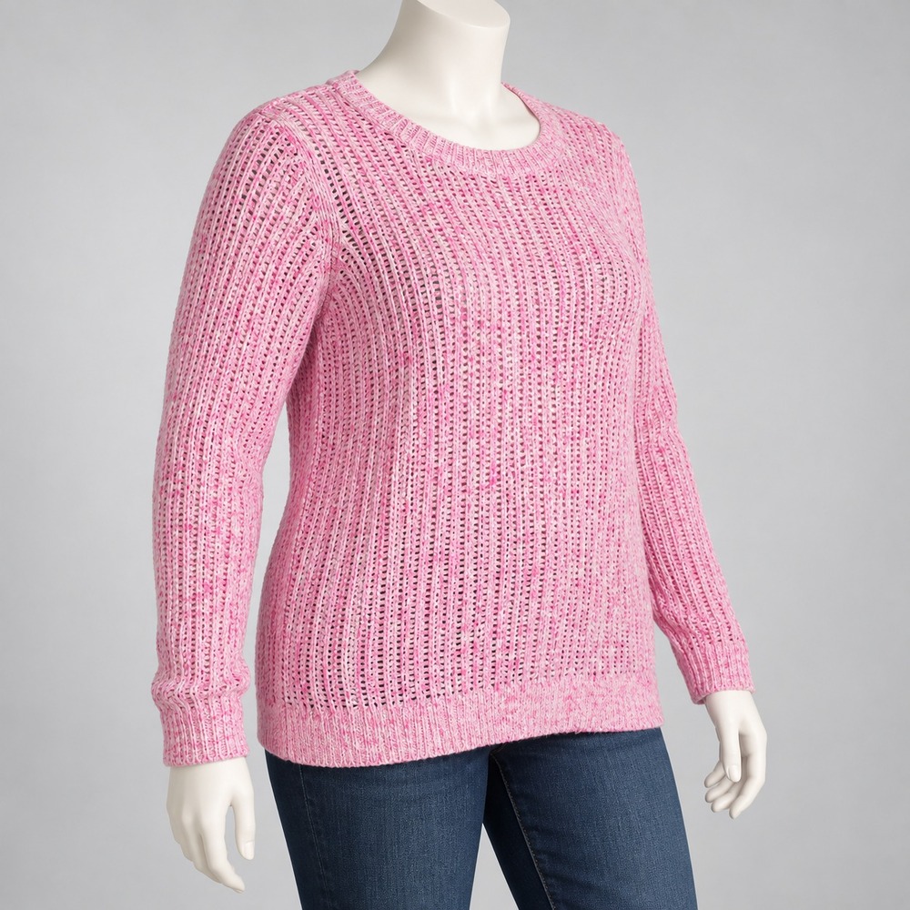 Talbots Pink Space Dyed Open Knit Cotton Sweater XL BD5365